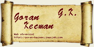 Goran Kecman vizit kartica